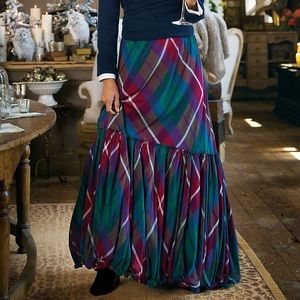 COPY - Soft Surroundings Aberdeen Plaid Full Maxi Skirt.  Size Large.